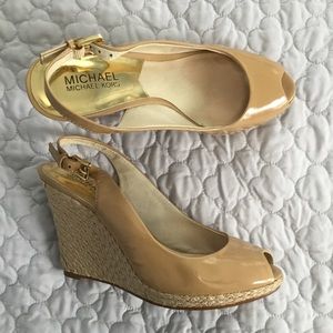 Michael Kors Nude Patent Leather Espadrilles